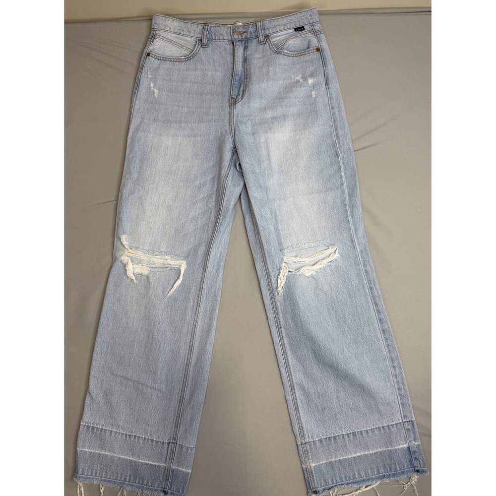 Cello Apricot Lane Distress High Rise 11 Wide Leg Jeans Women Frayed Boho Wester